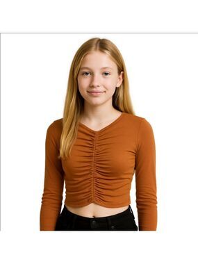 Cherie Los Angeles Rust Orange Cropped Top Small